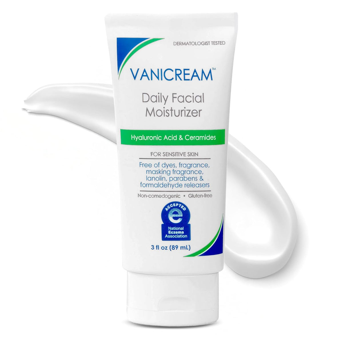 Vanicream Daily Facial Moisturizer With Ceramides and Hyaluronic Acid - Formulated Without Common Irritants for Those with Sensitive Skin, 3 fl oz (Pack of 12)
