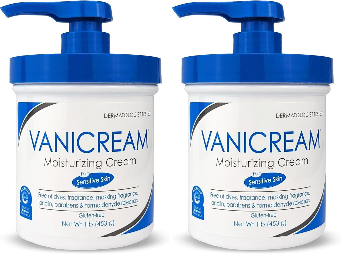 Vanicream Moisturizing Skin Cream with Pump Dispenser - 16 fl oz (1 lb) - Moisturizer Formulated Without Common Irritants for Those with Sensitive Skin (Pack of 2)