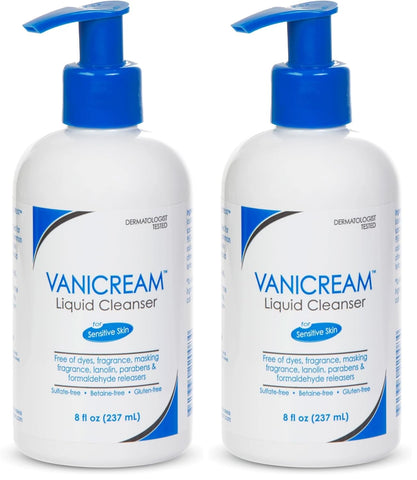 Vanicream Liquid Cleanser - 8 fl oz – Unscented, Gluten-Free Formula for Sensitive Skin (Pack of 2)