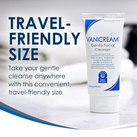 Vanicream Gentle Facial Cleaner, 2.5 Fl Oz, Formulated without Common Irritants for Sensitive Skin, Removes Makeup, Dirt & Excess Oils, Non-Comedogenic, pH-Balanced Face Wash